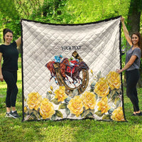 Melbourne Horse Racing Personalised Quilt Australian Horse With Yellow Roses - Wonder Print Shop