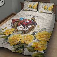 Melbourne Horse Racing Personalised Quilt Bed Set Australian Horse With Yellow Roses - Wonder Print Shop