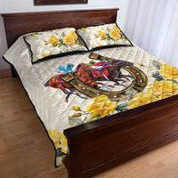 Melbourne Horse Racing Personalised Quilt Bed Set Australian Horse With Yellow Roses - Wonder Print Shop