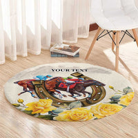 Melbourne Horse Racing Personalised Round Carpet Australian Horse With Yellow Roses - Wonder Print Shop