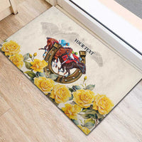 Melbourne Horse Racing Personalised Rubber Doormat Australian Horse With Yellow Roses - Wonder Print Shop