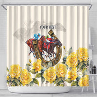Melbourne Horse Racing Personalised Shower Curtain Australian Horse With Yellow Roses - Wonder Print Shop