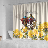 Melbourne Horse Racing Personalised Shower Curtain Australian Horse With Yellow Roses - Wonder Print Shop