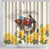 Melbourne Horse Racing Personalised Shower Curtain Australian Horse With Yellow Roses - Wonder Print Shop