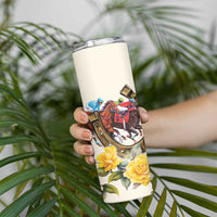 Melbourne Horse Racing Personalised Skinny Tumbler Australian Horse With Yellow Roses - Wonder Print Shop