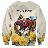 Melbourne Horse Racing Personalised Sweatshirt Australian Horse With Yellow Roses - Wonder Print Shop