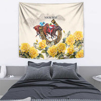 Melbourne Horse Racing Personalised Tapestry Australian Horse With Yellow Roses - Wonder Print Shop
