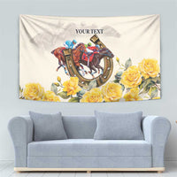Melbourne Horse Racing Personalised Tapestry Australian Horse With Yellow Roses - Wonder Print Shop