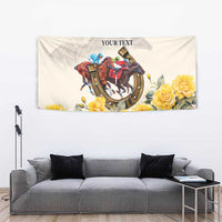 Melbourne Horse Racing Personalised Tapestry Australian Horse With Yellow Roses - Wonder Print Shop