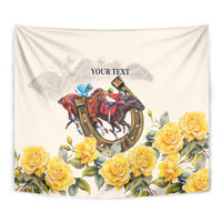 Melbourne Horse Racing Personalised Tapestry Australian Horse With Yellow Roses - Wonder Print Shop