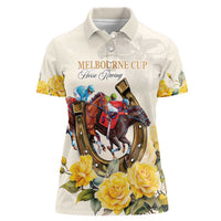 Melbourne Horse Racing Personalised Women Polo Shirt Australian Horse With Yellow Roses - Wonder Print Shop
