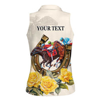 Melbourne Horse Racing Personalised Women Sleeveless Polo Shirt Australian Horse With Yellow Roses - Wonder Print Shop