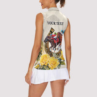 Melbourne Horse Racing Personalised Women Sleeveless Polo Shirt Australian Horse With Yellow Roses - Wonder Print Shop