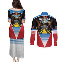 Antigua and Barbuda 1981 Couples Matching Puletasi and Long Sleeve Button Shirt Each Endeavouring All Achieving LT9 - Wonder Print Shop