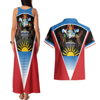 Antigua and Barbuda 1981 Couples Matching Tank Maxi Dress and Hawaiian Shirt Each Endeavouring All Achieving LT9 - Wonder Print Shop