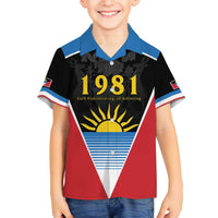 Antigua and Barbuda 1981 Family Matching Off The Shoulder Long Sleeve Dress and Hawaiian Shirt Each Endeavouring All Achieving - Wonder Print Shop