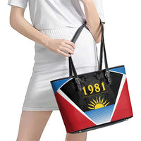 Antigua and Barbuda 1981 Leather Tote Bag Each Endeavouring All Achieving - Wonder Print Shop