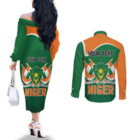 Niger Republic Day Personalized Couples Matching Off The Shoulder Long Sleeve Dress and Long Sleeve Button Shirt Fraternite Travail Progres