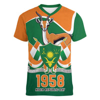 Niger Republic Day Personalized Women V-Neck T-Shirt Fraternite Travail Progres - Wonder Print Shop