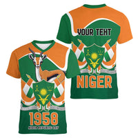 Niger Republic Day Personalized Women V-Neck T-Shirt Fraternite Travail Progres - Wonder Print Shop