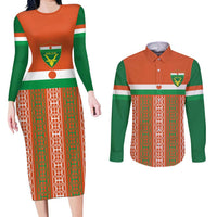 Equipe de Football Du Niger Custom Couples Matching Long Sleeve Bodycon Dress and Long Sleeve Button Shirt LT9 - Wonder Print Shop