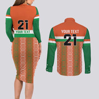 Equipe de Football Du Niger Custom Couples Matching Long Sleeve Bodycon Dress and Long Sleeve Button Shirt LT9 - Wonder Print Shop