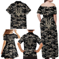 Glory to Ukraine Family Matching Off Shoulder Maxi Dress and Hawaiian Shirt Glory to the Heroes