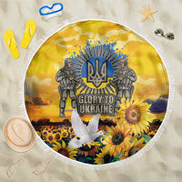 Glory to Ukraine Beach Blanket Sunflower Field Modern Art