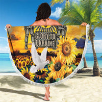 Glory to Ukraine Beach Blanket Sunflower Field Modern Art