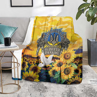 Glory to Ukraine Blanket Sunflower Field Modern Art