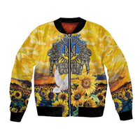 Glory to Ukraine Bomber Jacket Sunflower Field Modern Art