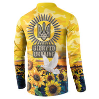 Glory to Ukraine Button Sweatshirt Sunflower Field Modern Art