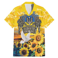 Glory to Ukraine Family Matching Mermaid Dress and Hawaiian Shirt Sunflower Field Modern Art