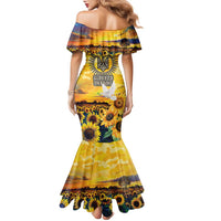 Glory to Ukraine Family Matching Mermaid Dress and Hawaiian Shirt Sunflower Field Modern Art