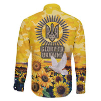Glory to Ukraine Family Matching Off Shoulder Short Dress and Hawaiian Shirt Sunflower Field Modern Art
