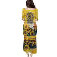Glory to Ukraine Family Matching Puletasi and Hawaiian Shirt Sunflower Field Modern Art