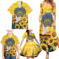 Glory to Ukraine Family Matching Summer Maxi Dress and Hawaiian Shirt Sunflower Field Modern Art
