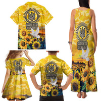 Glory to Ukraine Family Matching Tank Maxi Dress and Hawaiian Shirt Sunflower Field Modern Art