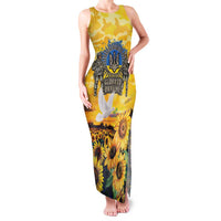 Glory to Ukraine Family Matching Tank Maxi Dress and Hawaiian Shirt Sunflower Field Modern Art