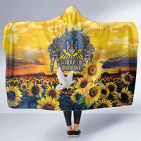 Glory to Ukraine Hooded Blanket Sunflower Field Modern Art