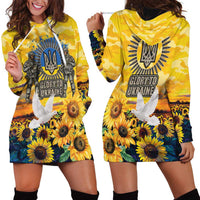 Glory to Ukraine Hoodie Dress Sunflower Field Modern Art