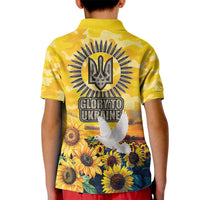 Glory to Ukraine Kid Polo Shirt Sunflower Field Modern Art
