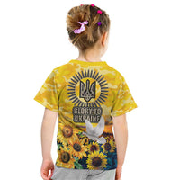 Glory to Ukraine Kid T Shirt Sunflower Field Modern Art