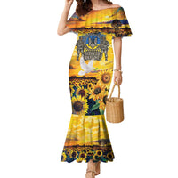 Glory to Ukraine Mermaid Dress Sunflower Field Modern Art