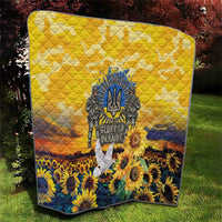 Glory to Ukraine Quilt Sunflower Field Modern Art