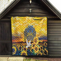 Glory to Ukraine Quilt Sunflower Field Modern Art