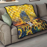 Glory to Ukraine Quilt Sunflower Field Modern Art