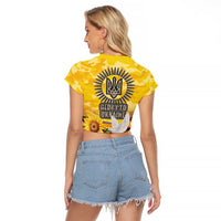 Glory to Ukraine Raglan Cropped T Shirt Sunflower Field Modern Art