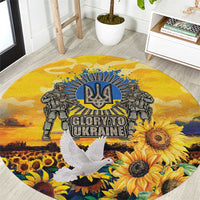 Glory to Ukraine Round Carpet Sunflower Field Modern Art