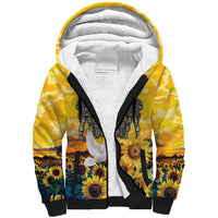 Glory to Ukraine Sherpa Hoodie Sunflower Field Modern Art